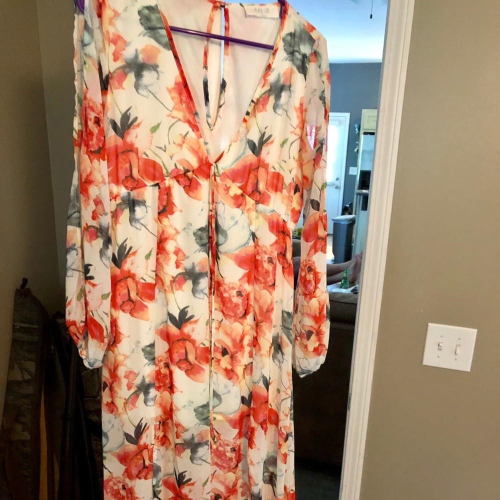 Peach Love floral maxi dress